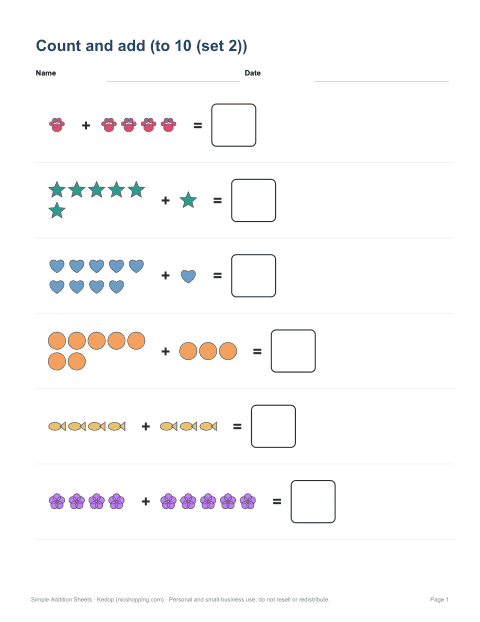 Preview of the first page of Picture addition to 10 (set 2) (PDF)