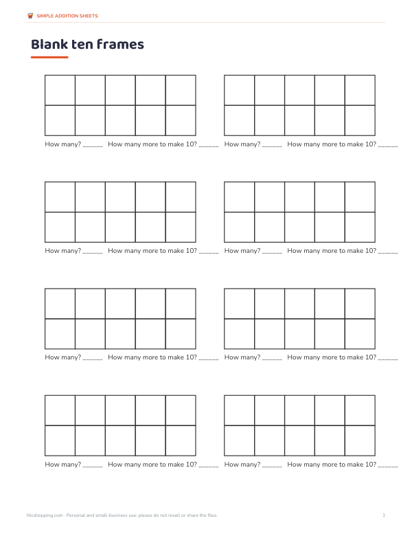 Preview of Printable Blank Ten Frames